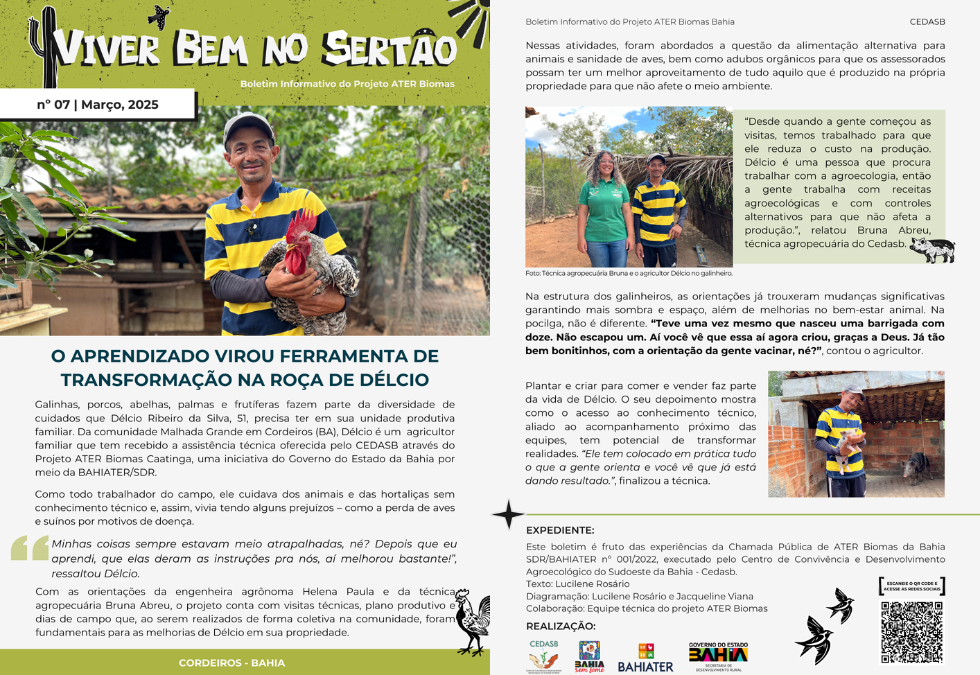 O APRENDIZADO VIROU FERRAMENTA DE TRANSFORMAÇÃO NA ROÇA DE DÉLCIO – BOLETIM Nº07.2025